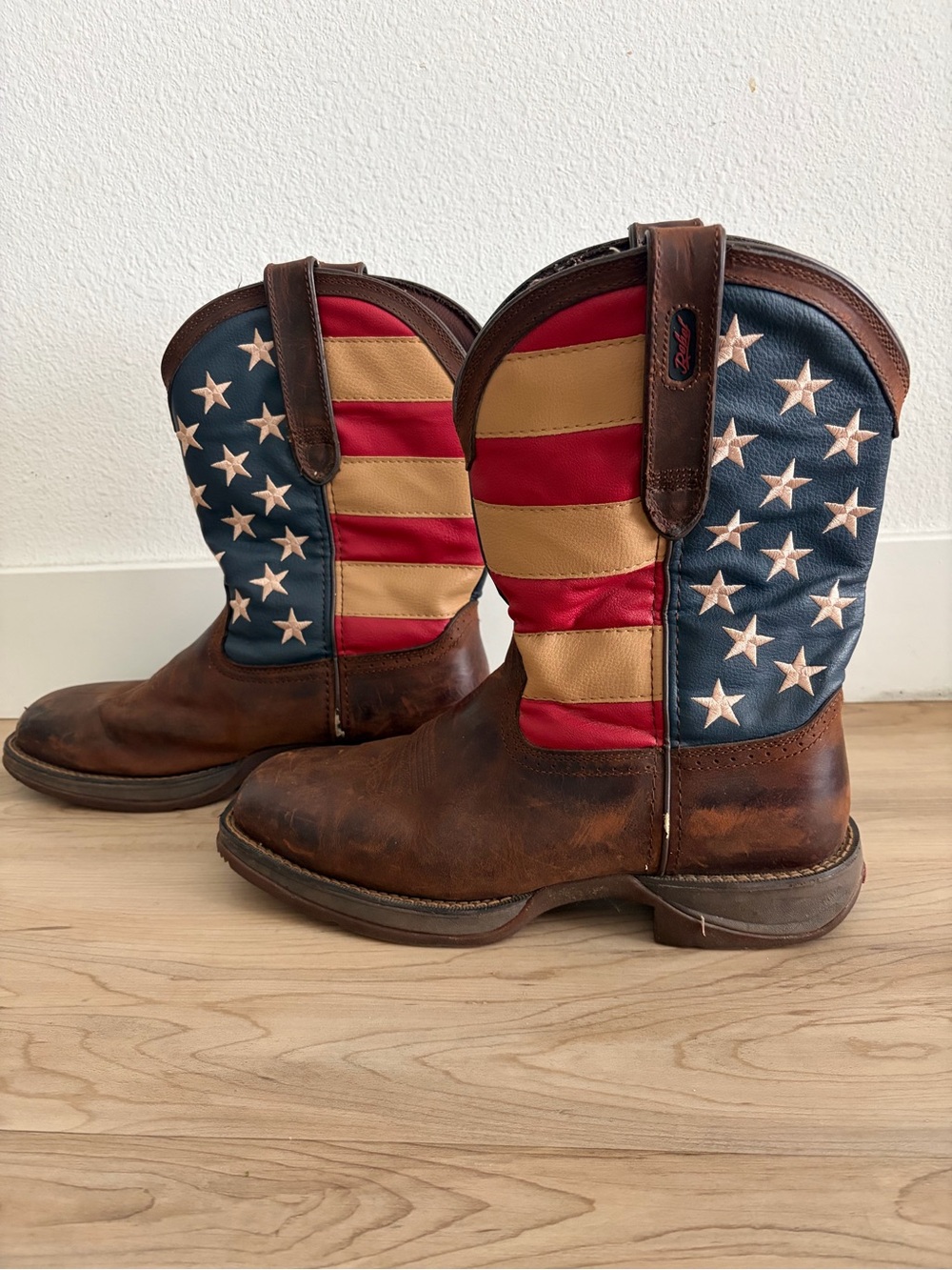 Durango Rebel American Flag Western Work Boots Men’s 10EE Brown Leather DB5554 - Picture 2 of 14